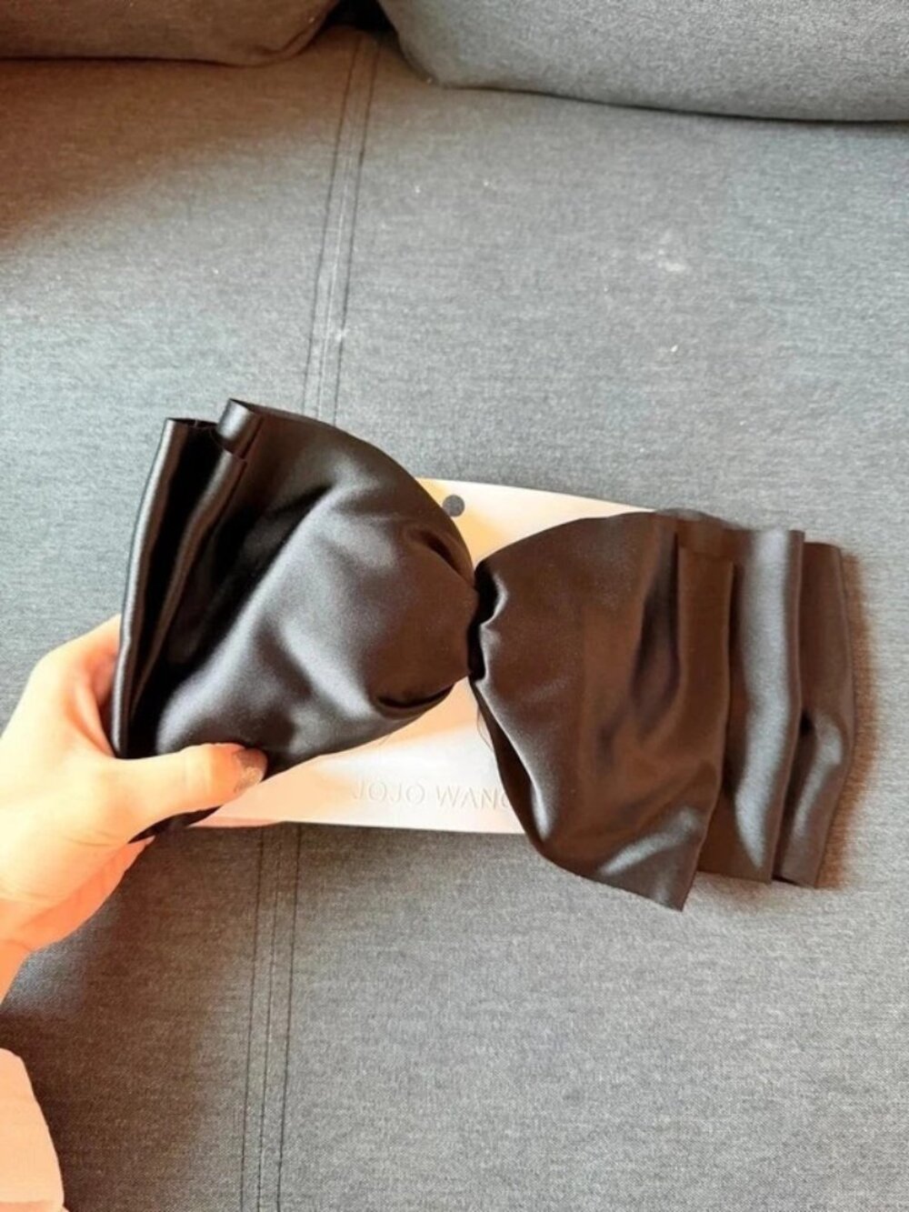 Black Satin Bow Spring Hair Clip Large Barrette